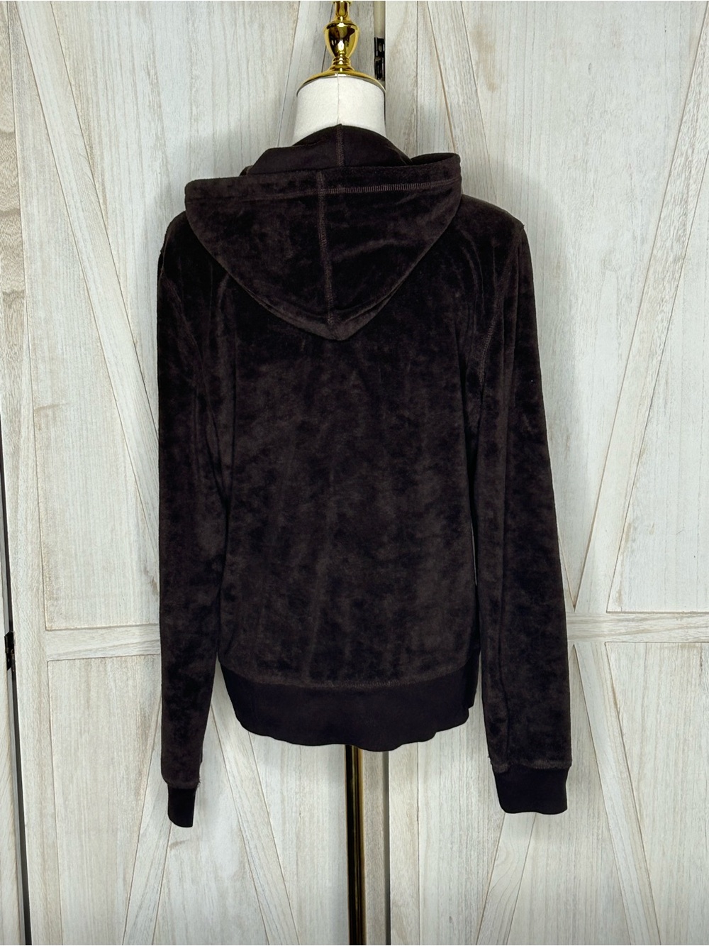 Tommy Hilfiger Chocolate Brown Y2K Velour Zip-Up Hoodie Jacket Sz L Athleisure - Picture 2 of 8